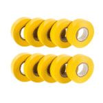PVC Insulation Tape - Yellow 19mm x 20M Pack of 10 Rolls