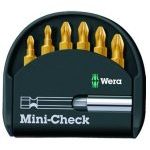 Wera 056287 Mini-Check TiN 6 Piece 1/4" Pozi Screwdriver Bit Set