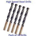 1/4" (6.35mm) High Speed Steel Industrial Quality Drill Bits - Pack of 10