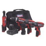 Sealey CP1200COMBO 4 Piece 12v Cordless Power Tool Kit + Batteries