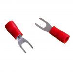 ELECTRICAL TERMINALS (CRIMPS) 6.4mm FORK - RED (Qty.100)