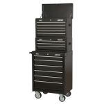 Sealey AP22BSTACK 14 Drawer Tool Box Stack - Roll Cab, Top &; Mid Chests - Black