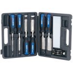 Draper 88605 8 Piece Wood Chisel Set With Sharpening Stone &; Honing Guide