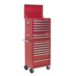 Sealey APSTACKTR Topchest, Mid-Box &amp; Rollcab Combination 14 Drawer with Ball Bearing Slides - Red