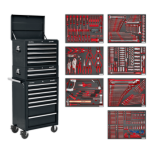 Sealey TBTPCOMBO2 Tool Chest Combination 14 Drawer with Ball Bearing Slides - Black & 446 Piece Tool Kit