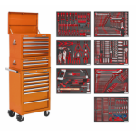 Sealey TBTPCOMBO4 Tool Chest Combination 14 Drawer with Ball Bearing Slides - Orange &amp; 446 Piece Tool Kit