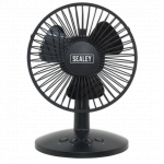 Sealey SFF6USB 3-Speed Oscillating USB Desk Fan, Black, 150mm (6")