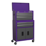Sealey AP2200BBCP Topchest &amp; Rollcab Combination 6 Drawer with Ball-Bearing Slides - Purple/Grey