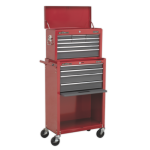 Sealey AP22513BB Topchest and Rollcab Combination 13 Drawer with Ball-Bearing Slides - Red/Grey