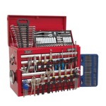 Sealey AP33109COMBO Topchest 10 Drawer with Ball Bearing Slides - Red &amp; 140pc Tool Kit