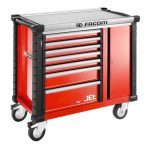 Facom JET.T7M3A 6 Drawer 3 Module Mobile Roller Cabinet with Side Cabinet - Red