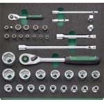 Stahlwille TCS 1 821/38 38 Piece 1/4" and 1/2" Socket, Ratchet and Accessories Set In Foam Module
