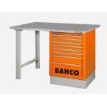 Bahco 1495K7CWB15TS Heavy Duty Steel Top Workbench With 6 Drawer Orange Cabinet 1500mm Long