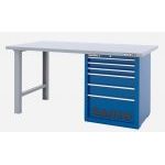 Bahco 1495KH6BLWB18TS Heavy Duty Low Height Steel Top Workbench With 6 Drawer Blue Cabinet 1800mm Long