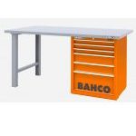 Bahco 1495KH6WB15TS Heavy Duty Low Height Steel Top Workbench With 6 Drawer Orange Cabinet 1500mm Long