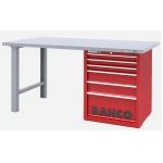 Bahco 1495KH6RDWB15TS Heavy Duty Low Height Steel Top Workbench With 6 Drawer Red Cabinet 1500mm Long
