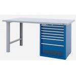 Bahco 1495KH7BLWB18TS Heavy Duty Low Height Steel Top Workbench With 7 Drawer Blue Cabinet 1800mm Long