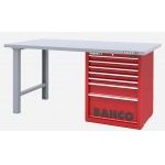 Bahco 1495KH7RDWB18TS Heavy Duty Low Height Steel Top Workbench With 7 Drawer Red Cabinet 1800mm Long