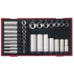 Teng TTAF32 1/4" and 3/8" Drive AF (Imperial) Socket Set in Tool Box Module Tray