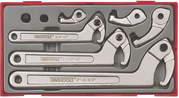 Teng TTHP08 Hook & Pin Spanner Wrench Set In Tool Box Tray