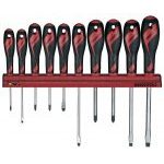 Teng WRMD10N 10 Piece Screwdriver Set On Wall Rack - Slotted, Pozi & Phillips