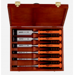 Bahco 424P-S8-EUR 8 Piece Rubberised Handle Chisel Set In Wooden Box 6-32mm