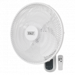 SEALEY SWF16WR 16" Wall Mounted 3-Speed Oscillating Cool Fan with Remote Control