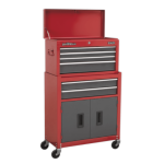 Sealey AP2200BB Topchest &amp; Rollcab Combination 6 Drawer with Ball-Bearing Slides - Red/Grey