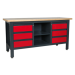 Sealey AP1905D Workstation with 6 Drawers &amp; Open Storage