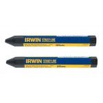 Irwin Strait-Line® 666042 Waterproof Crayons for Oily and Wet Surfaces - Black x 2