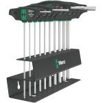 Wera 023454 454/10 HF 10 Piece Imperial Hex-Plus T-Handle Screwdriver Set With Holding Function 3/32" - 3/8" AF
