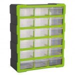 Sealey APDC18HV 18 Drawer Parts Storage Cabinet Box Hi-Vis Green/Black