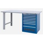 Bahco 1495KH8BLWB15TS Heavy Duty Low Height Steel Top Workbench With 8 Drawer Blue Cabinet 1500mm Long