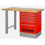 Bahco 1495KH7RDWB15TW Heavy Duty Low Height Wooden Top Workbench With 7 Drawer Red Cabinet 1500mm Long