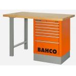 Bahco 1495KH7WB18TW Heavy Duty Low Height Wooden Top Workbench With 7 Drawer Orange Cabinet 1800mm Long