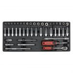 Sealey TBT33 43 Piece 1/4" Drive Hexagon 6 Point Metric & AF Standard & Deep Socket Set In Tool Tray