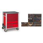 Beta Worker 398 Piece Tool Kit in 8 Drawer Mobile Roller Cabinet - Red