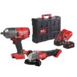 Milwaukee M18FPP2BD-502P M18 18V Impact Wrench &amp; Angle Grinder Kit Includes 2 x 5.0AH Batteries &amp; Charger