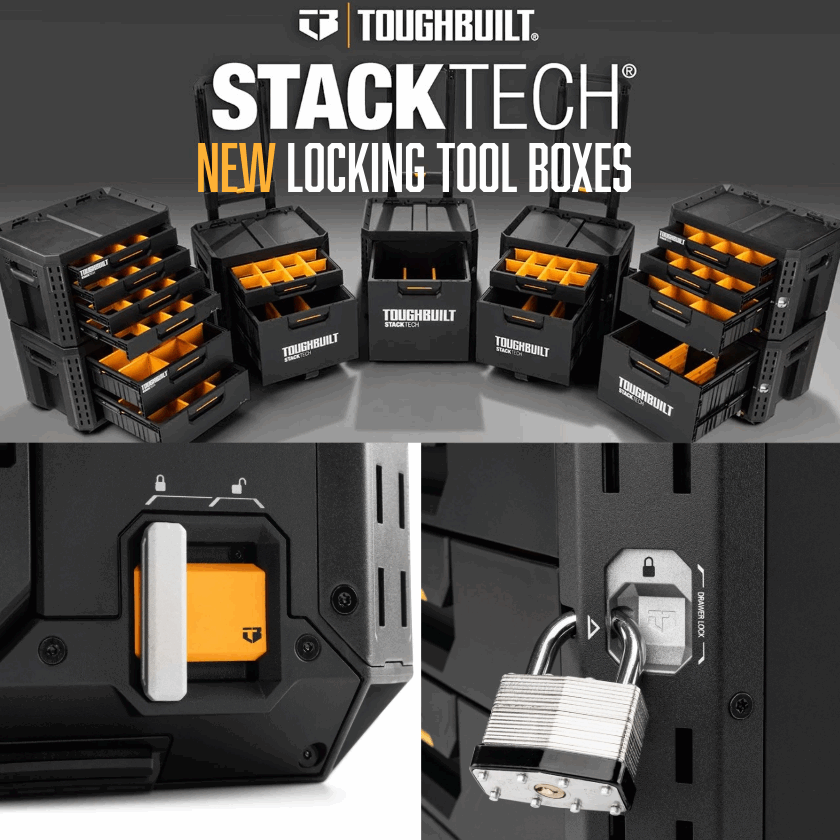 NEW Toughbuilt StackTech Locking Tool Boxes